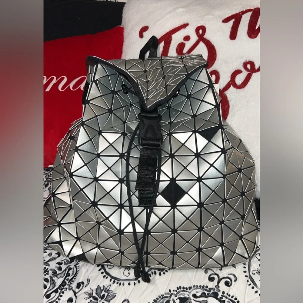 Geometric Silver Backpack